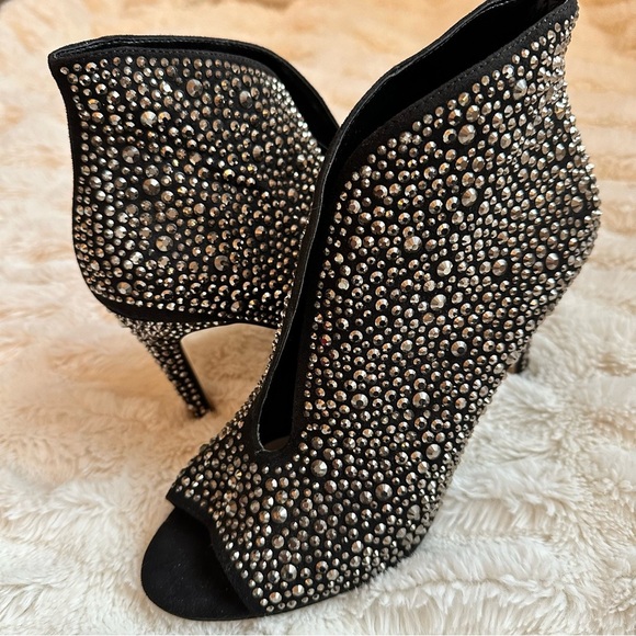 INC International Concepts Black BLING Rhinestone Booties Women’s Size 7 - Picture 10 of 12